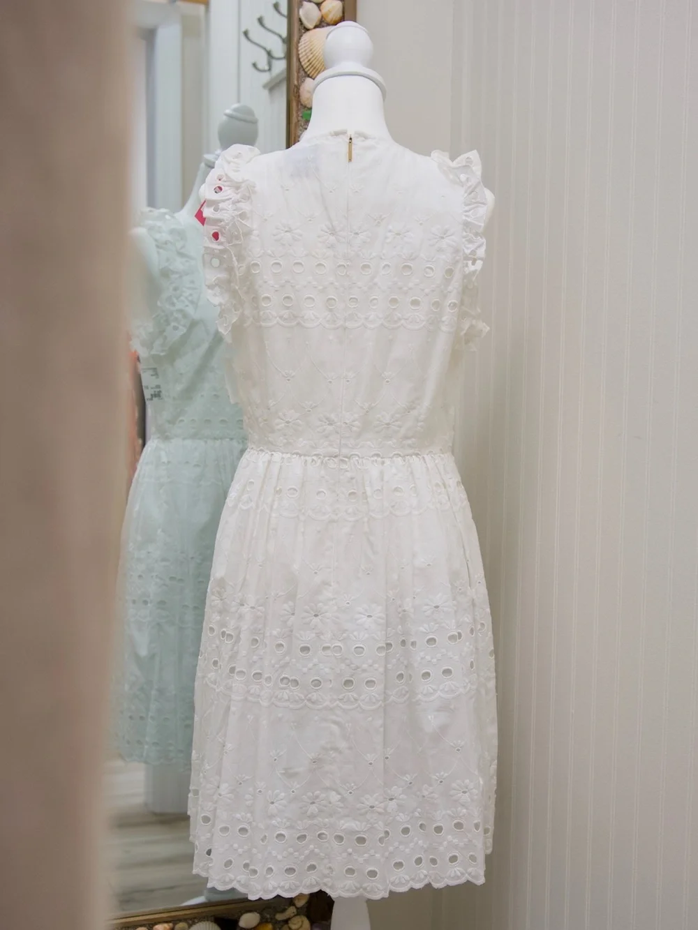 NWT Kate Spade White Eyelet Ruffle Mini Dress